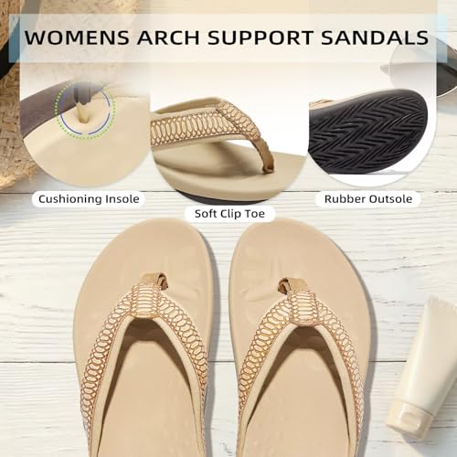 Image of Orkii Womens Plantar Fasciitis Feet Sandals, Best Orthotic Flip Flops With Arch Support, Comfortable Walking Sandals