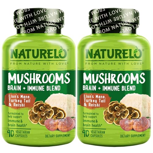 NATURELO Mushroom Supplement – Brain & Immune Health Blend with