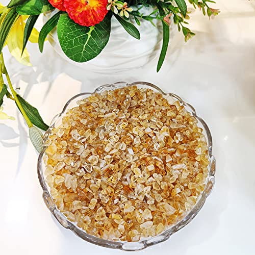 Image of Reiki Crystal Citrine Chips Stone for Vastu Natural Clear Citrine Chips for Aquarium Home Decor Garden Table Decor Stones Pebble Reiki Gemstones 1 Kg