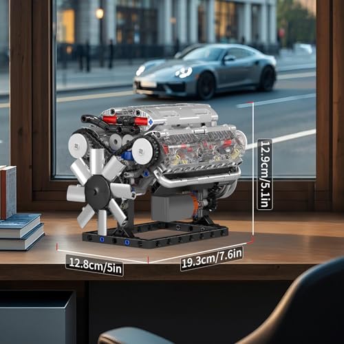 Mould King V8 Engine Building Blocks Sets, MOC Scale Model Kit with Battery and Motor, Collectible Set for Adults, Construction Toys Gifts for Friends Men Teen Youths (535 Pcs) - Thumbnail 5