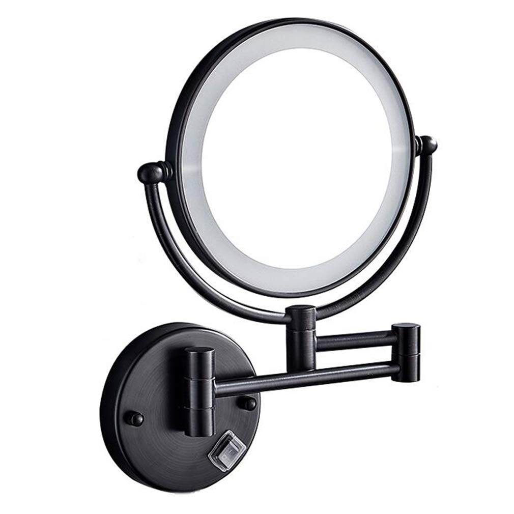 Miroir cosmétique mural LED extensible noir pour un maquillage parfait