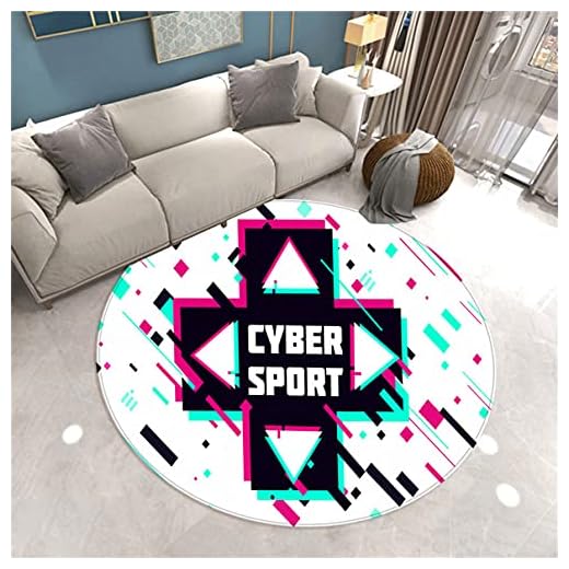 Sticker Superb. Gamer Galaxy rund matta vardagsrum mattor TV-spel konsol tonåring pojkar sovrum halkfri matta soffbord matta barnspel mjuk rund matta matta (vit, 60 cm)