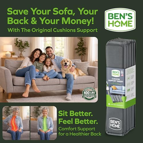 Image of BEN'SHOME Deep Couch Cushion Support, Fix Sagging Sofas | 58-67 inch x 27 inch | Thick 0.5״ Solid Wood Boards Under Cushions with Anti-Slip Fabric to Repair Sagging Sofa Springs, Worn Couches Replacement