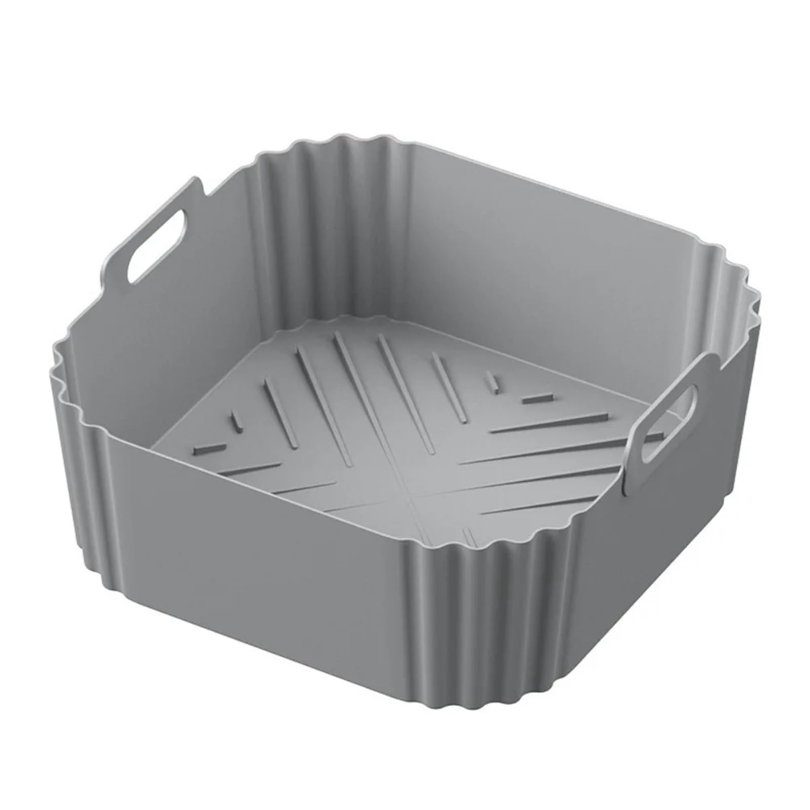 Silicone Air Fryer Baking Tray Square 5 5-6 2L Liners Heightened For Philips-NA230 Ninja 180COSORI Gray 1