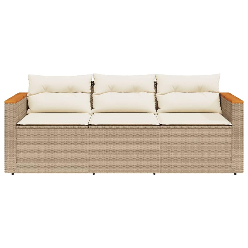 Gecheer Divano da Giardino,Esterno,Patio,Terrazzo,Veranda con Cuscini a 3 Posti Beige in Polyrattan-PL60