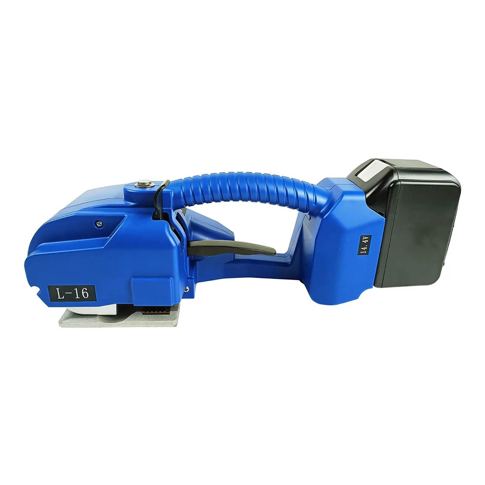 Máquina flejadora eléctrica automática, máquina flejadora de embalaje de 5000 mah, Para ancho: 9 mm a 16 mm Espesor: 0,5-1,2 mm Correas de Pet PP, fuerza de tensión máxima: 60-2500 N,Blue
