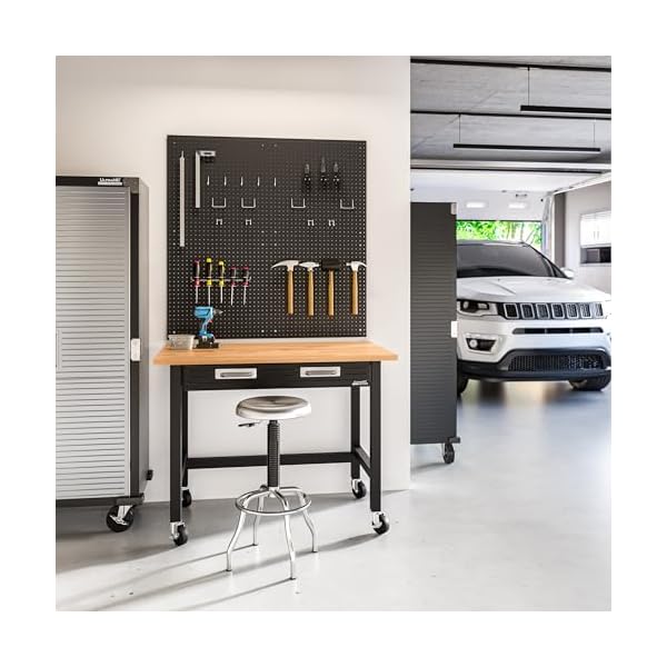 Seville-Classics-UltraGraphite-Wood-Top-Workbench-on-Wheels-with-Sliding-Organizer-Drawer-Table-48-Graphite Seville-Classics-UltraGraphite-Wood-Top-Workbench-on-Wheels-with-Sliding-Organizer-Drawer-Table-48-Graphite