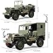Yiwsnust RC Jeep 1/10 Scale Willys Hobby RC Car Off-Road Military Crawler, 2.4Ghz Military Truck 4WD RC Crawler with Light, Tarpaulin, Metal Shaft, 4x4 Off Road Vehicle RTR Jeep Car, 2 Batteries