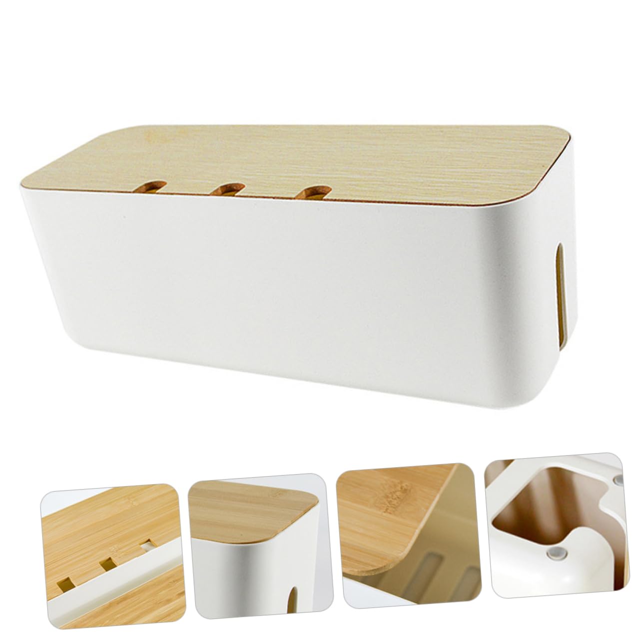 VILLCASE Caja de Almacenamiento para Cables y Regletas Color White