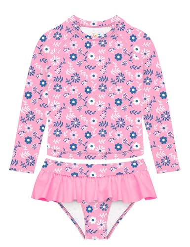 Girls Swimsuit Rash Guard Set Long Sleeve Swimwear UPF 50 Swim Shirts SPF Two Peice Bating Suits Toddler Kid Teen 2T-12Y