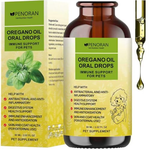 Organic Natural Oregano Oil for Dogs, 2 fl oz, Pure Premium Pet Oregano Oil, Supports Dog Immune & Overall Health, Alcohol-Free, Organic, Non-GMO, Vegan & Gluten Free Herbal Supplements