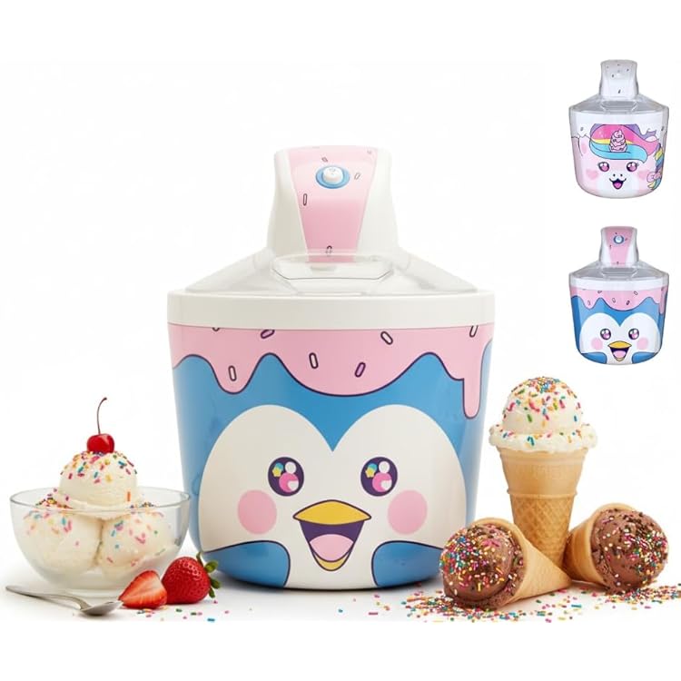 1.2 Quart Penguin Electric Ice Cream Maker Machine for Kids – Best Countertop Ice Cream Machine for Homemade Soft Serve, Sorbet, Gelato, Frozen Yogurt – Fun & Easy Desserts for Families, easy to Clean