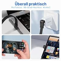 JSADZKJ 90 Grad USB C Kabel, Typ C Stecker auf Stecker, Unterstützt Daten und Aufladen Nach Oben/Unten Abgewinkelt, Kurzes Ladekabel für USB-C-Geräte – Ansicht 6