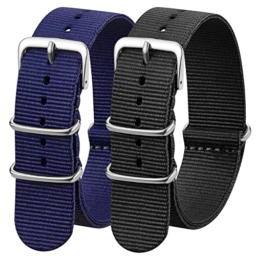 GARRULAX Correas de nailon de repuesto para hombres y mujeres de ancho de 18 mm, 20 mm, 22 mm (paquete de 2), 18mm Cover
