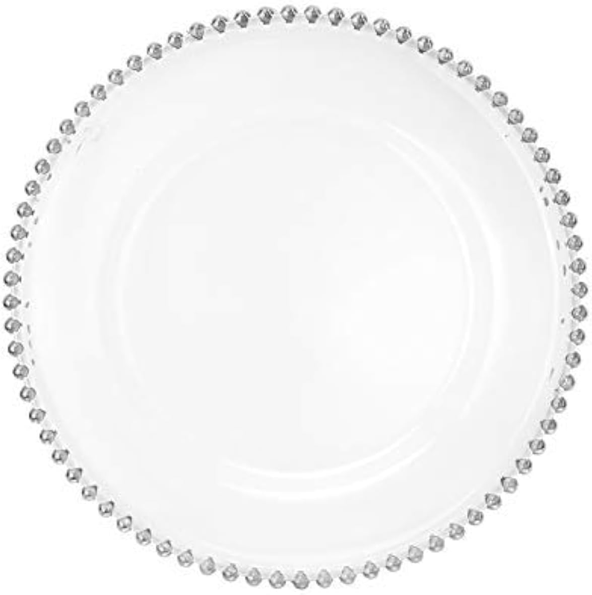 Elegant Clear Acrylic Charger Plate with Bead Rim, Set of 12 (12.5 inch) (Silver)