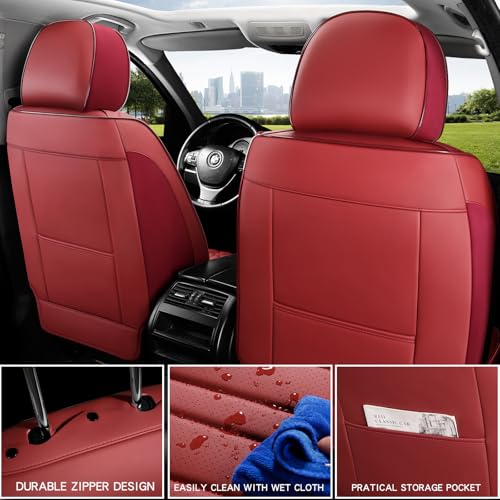 Image of Car Seat Covers,Car Seat Protector Waterproof,Seat Covers Front Set, Car Seat Protectors,Automotive Seat Covers Fit for Most Cars Wine Red