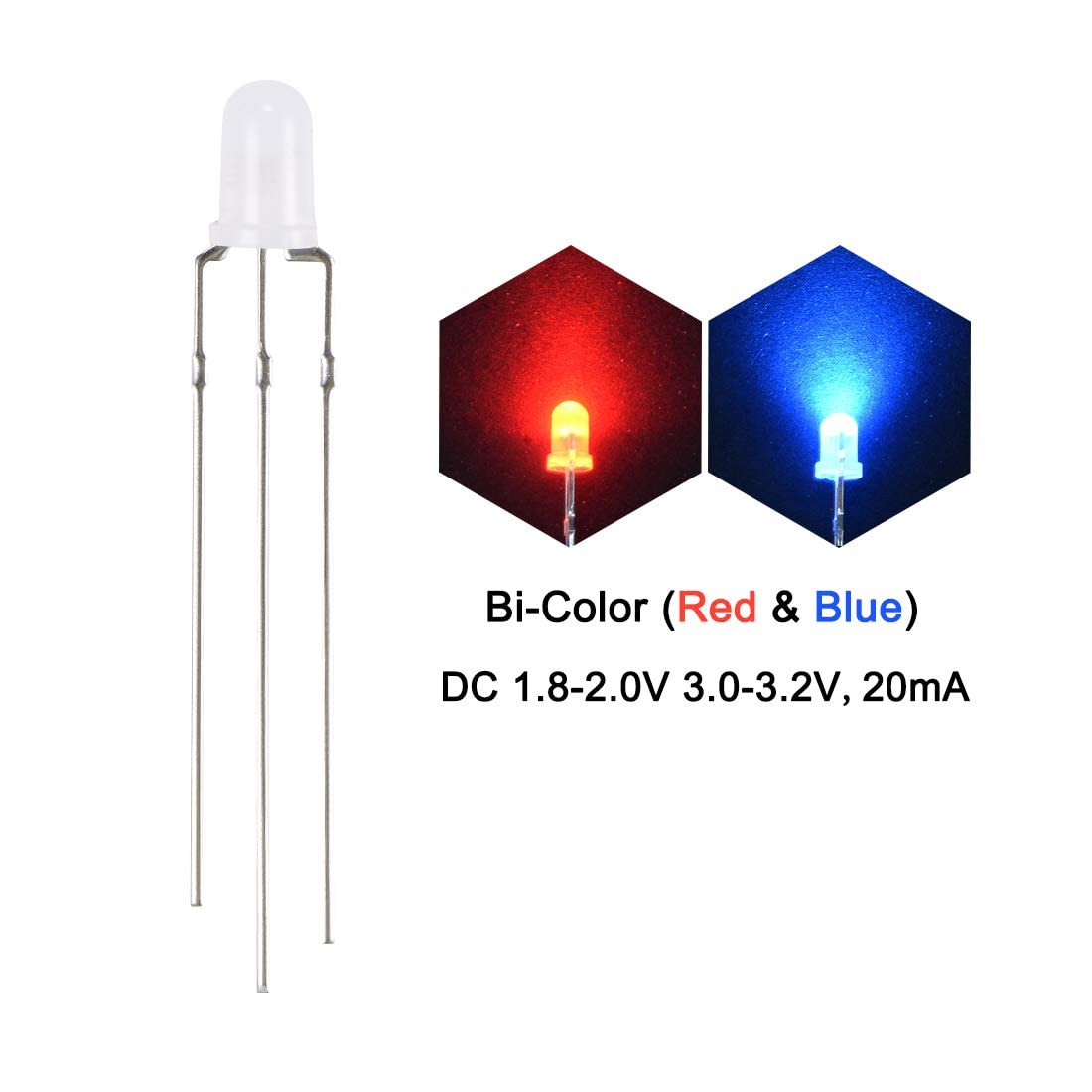 XYWHPGV Kit LED 5mm Anode Commune Bicolore Rouge/Vert + Résistances 430 Ohms - Idéal Projets Bricolage