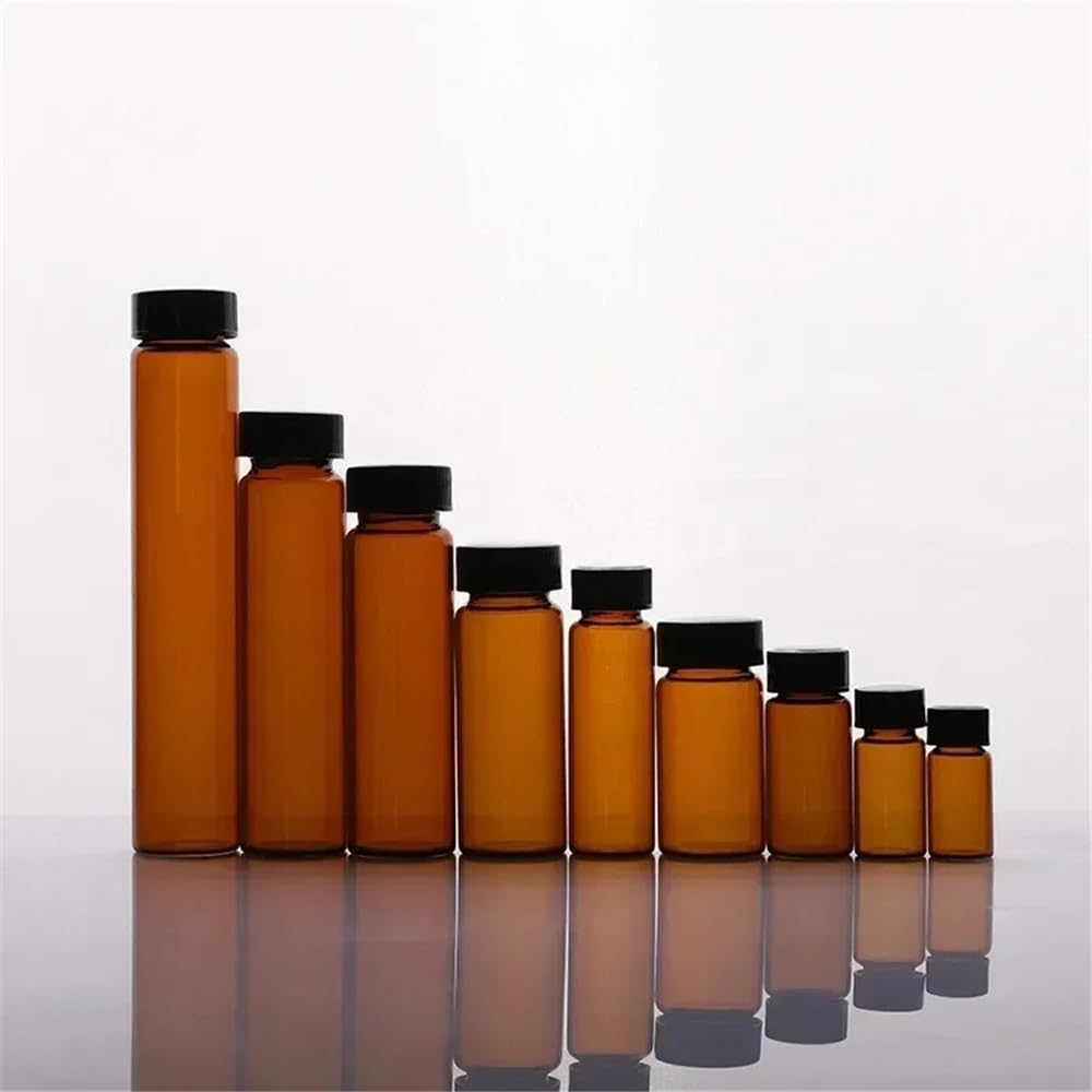 Équipements et fournitures de laboratoire Flacon d'échantillon en verre brun transparent de 3 à 50 ml, vis, avec bouchon plastique et tampon PE, équipement laboratoire