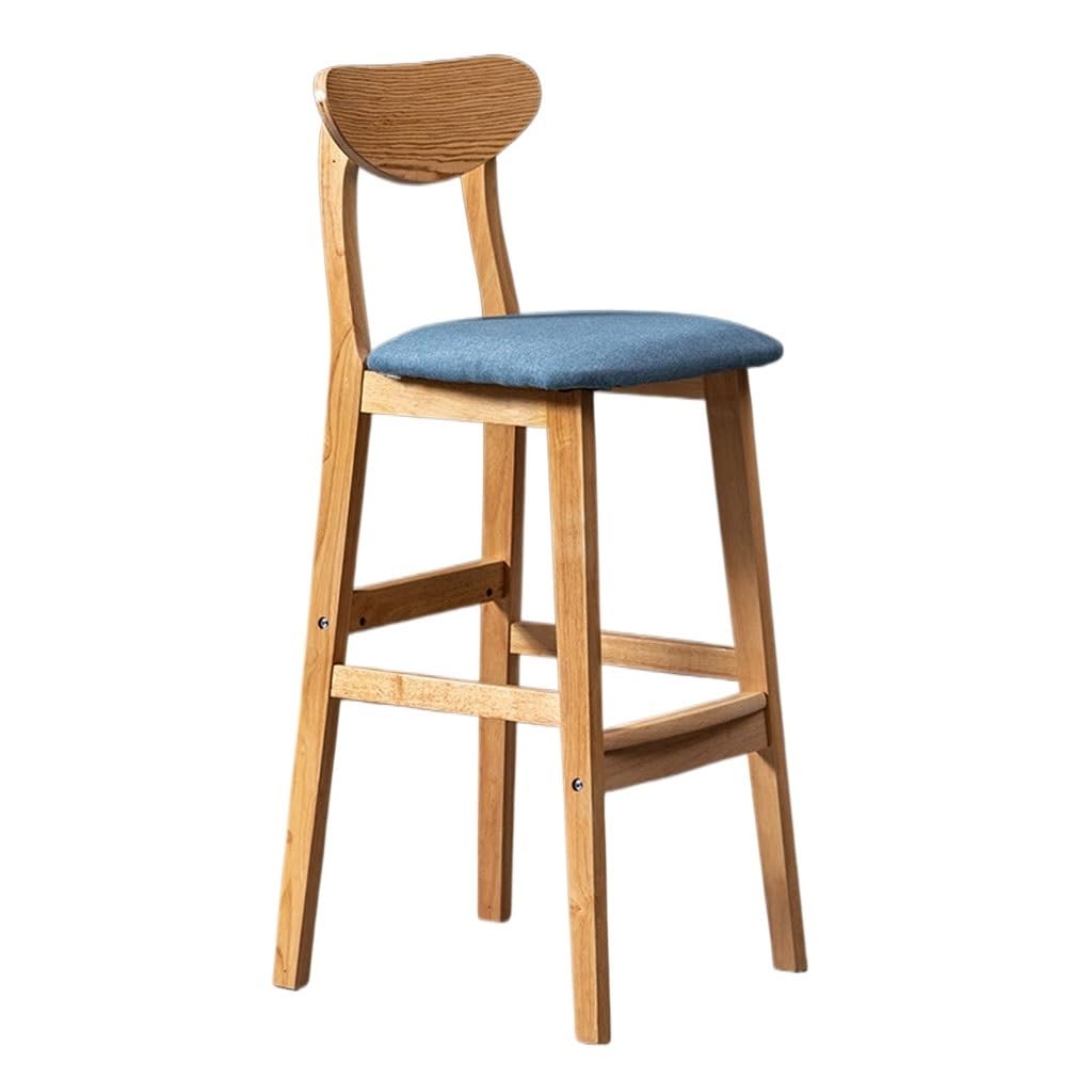 Eines C Home Bar Furniture Solid Wood Bar Hair Modern Simple Backrest Hair Bar Hair Milk Tea Store Front Bar Stool High Stools Ounter Barstool(C)