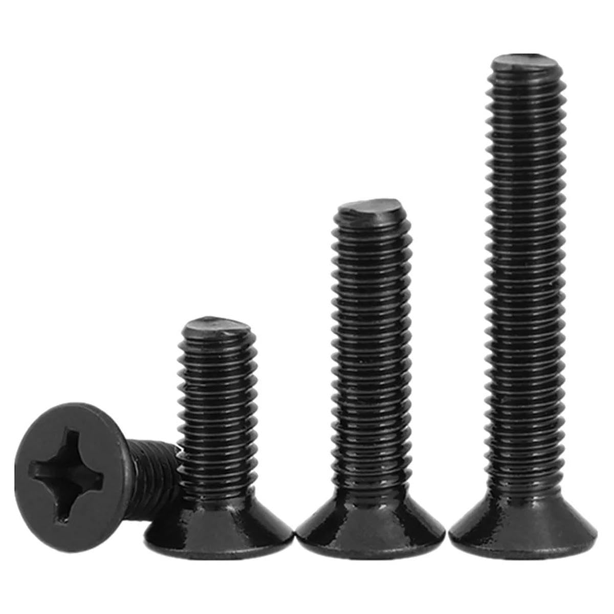 50 Stück 304 Edelstahl M1,6 M2 M2,5 M3 M4 M5 M6 M8 Schwarze Kreuzschlitzschraube mit flachem Senkkopf GB819 verlängert-M2 (50 Stück)-25 mm