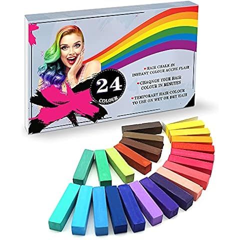 YUHENGLE Hair Chalk, Hair Colorations, 24 Colors Temporary Hair Color, Colorful Professional Waxy-Multiple Color Options-for Carnival, Party, Christmas Halloween Birthday Cover