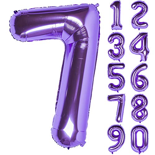 Image of 40 Inch Purple number Helium Foil Birthday Party Digit Balloons (Purple 7)
