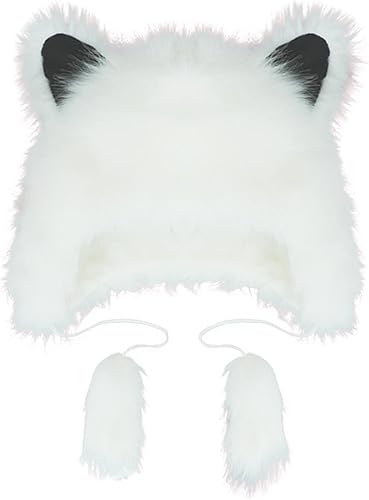 LittleLuluda Cute Cat Ears Animal Hood Faux Fur Hat for Winter