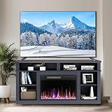 Fireplace TV Stand for TVs Up to 65”, 50' Entertainment Center with 23' Electric Fireplace Insert, Modern TV Console with Storage Cabinet,12 Colors LED Flame,24H Timer,Remote Control