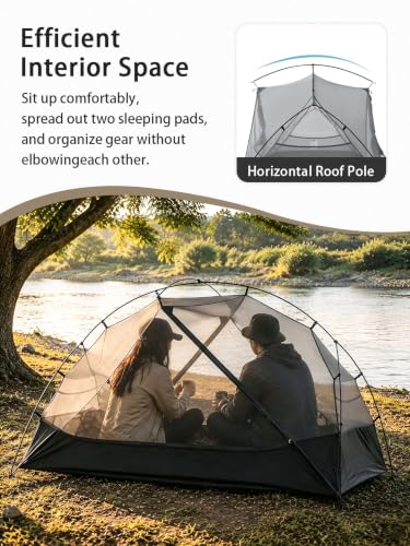 Carpa para mochilero ligera para 2 personas Roveity RQ-SY2R, impermeable 4000mm, doble capa, liviana, para 3 estaciones miniatura 5