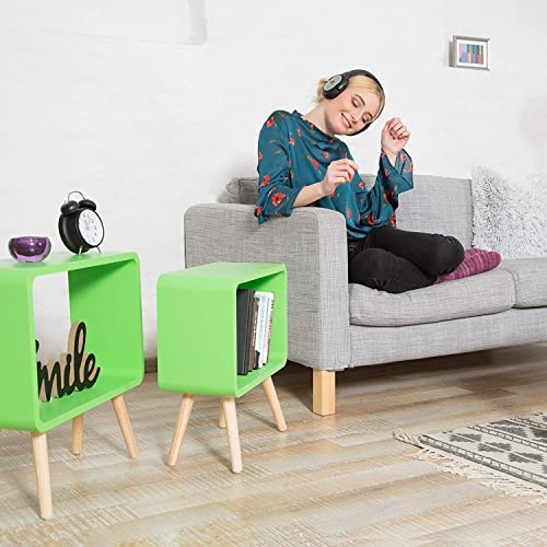 Image of Device Bas With Brown Art Shoppee Bookcase Nightstand Side End Table Bedroom: Night Stand Bed Side Coffee Table Living Room Bedside Small Spaces Magazine Stand With Storage Engineered Wood (Green)