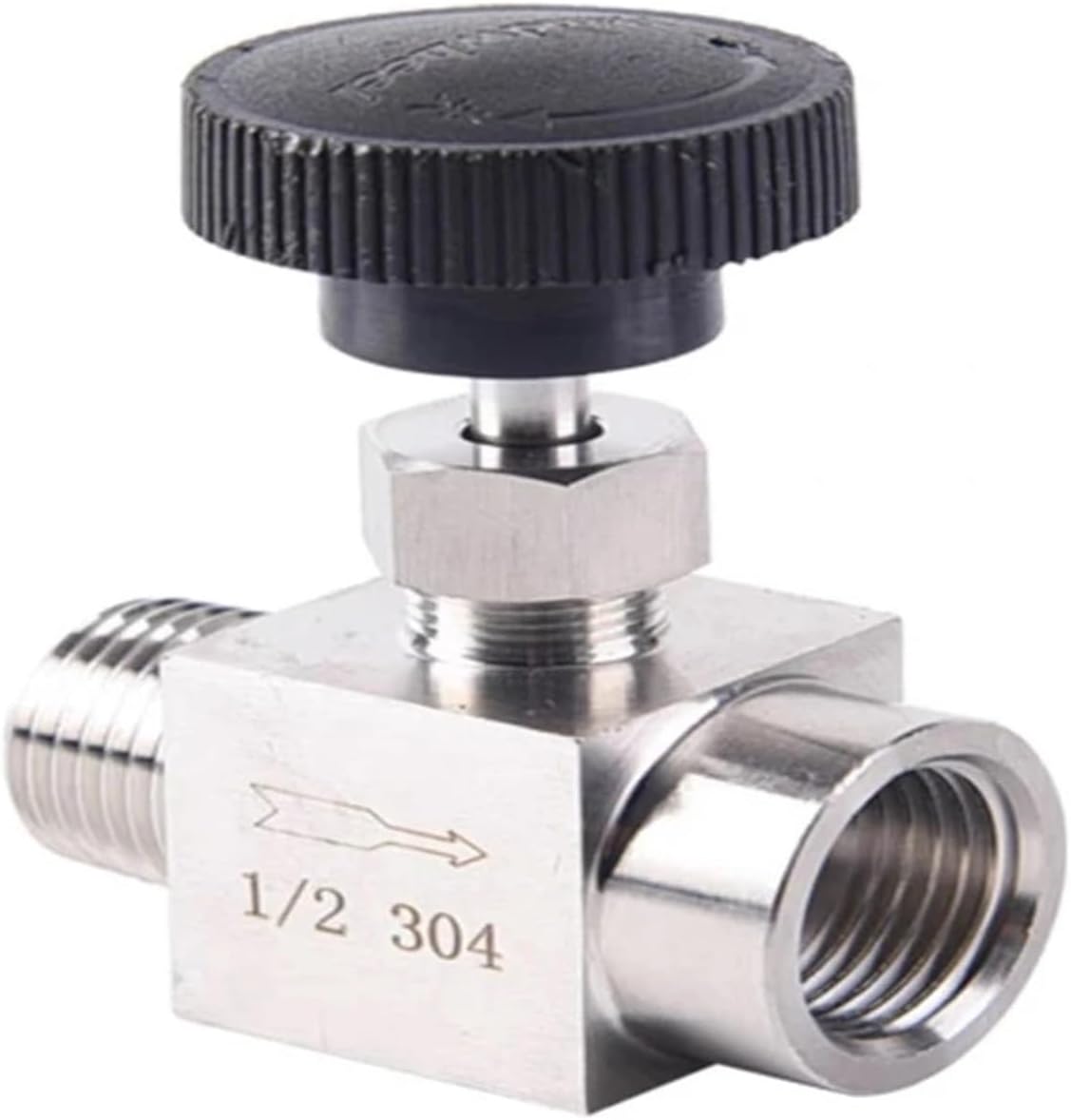 1PCS 1/8" 1/4" 3/8" 1/2" NPT Equal Diameter Internal Thread to External Thread SS304 Stainless Steel Flow Control Stop Needle Valve(3/8",BSP)