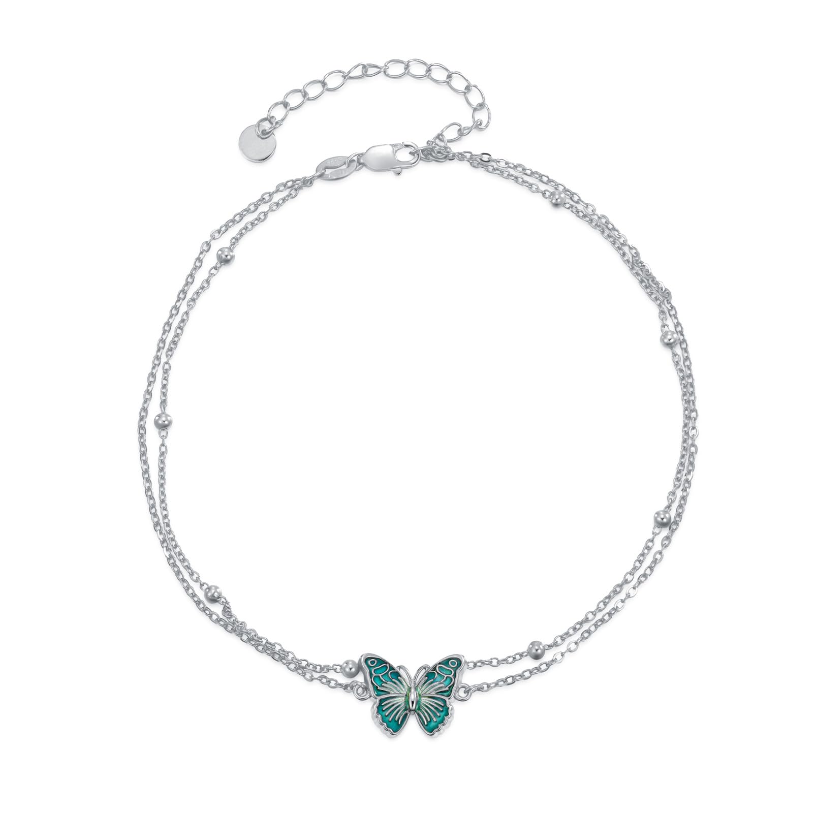925 Sterling Silver Layered Ankle Bracelets for Women Jewelry Gifts