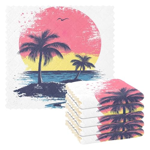 SKYSHU Tropische Palme Mikrofaser Reinigungstücher 6er-Pack