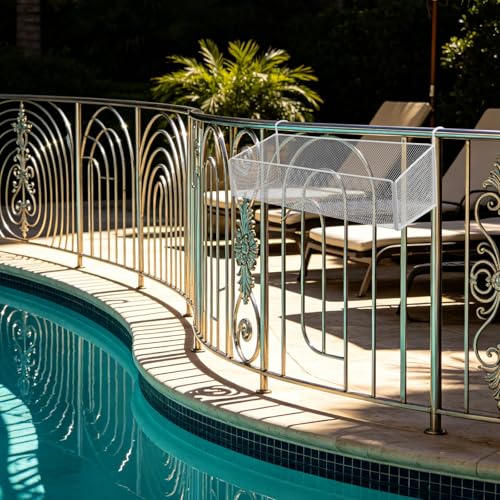 Panier suspendu métal ajouré pour piscine et rangement extérieur