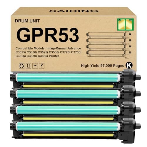 GPR-53 GPR53 - Kit de batería de repuesto para impresora Canon ImageRunner Advance C3325i C3330i C3525i C3530i C3725i C3725i C3730i C3826i C3830i C3835i (paquete de 4)