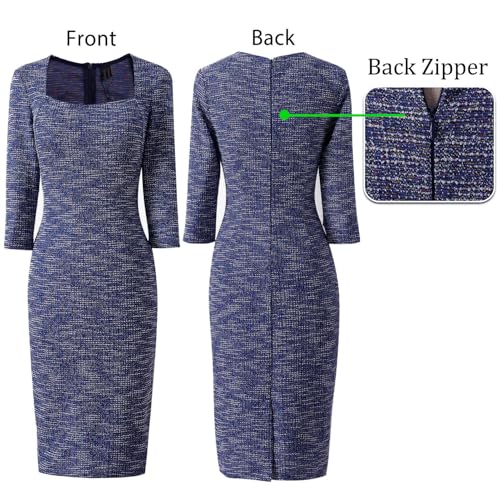 Image of VFSHOW Womens Vintage Square Neck Work Office Business Dress Elegant Casual Cocktail Party Church Bodycon Pencil Sheath Dress