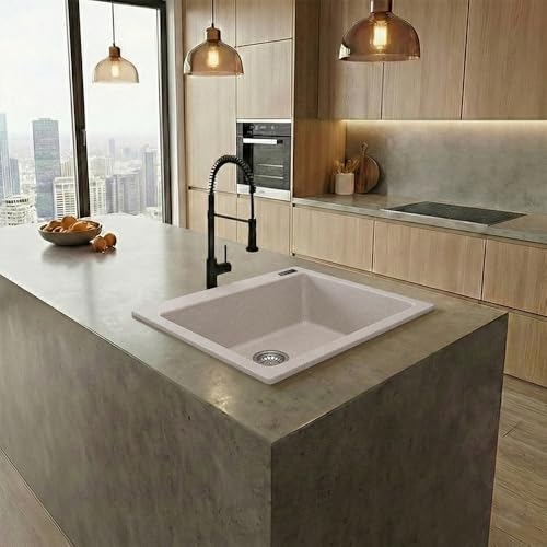 Image of JAYKO Quartz Acrylic Kitchen Sink for Modular Kitchen | Granite Finish, Scratch & Heat Resistant | Easy to Clean & Stylish Sink for Home (RA, 16x18in)