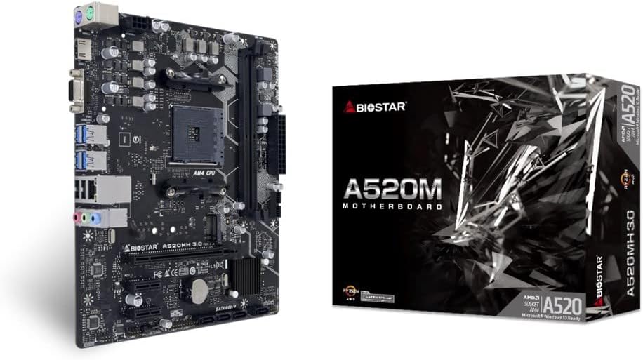 BIOSTAR AMD A520 Chipset Compatible with AMD Ryzen 5000 Series HDMI and ...