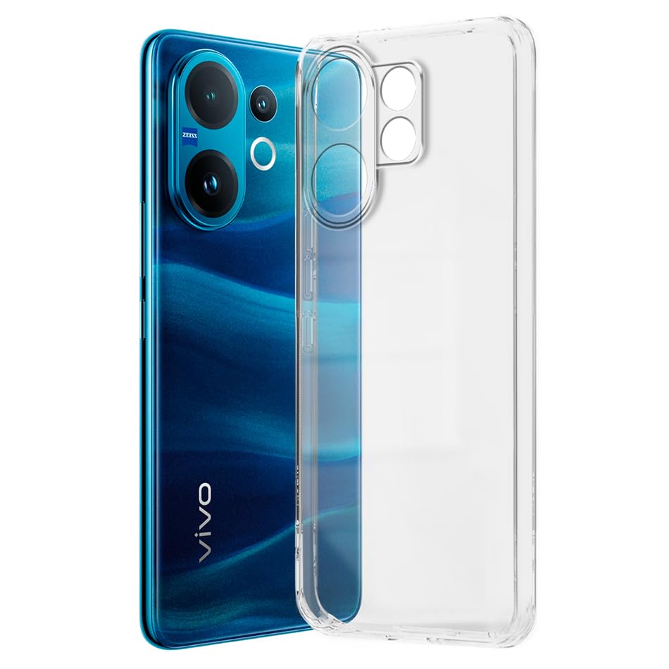 Image of Fashionury Crystal Clear Case for Vivo V60 5G / V60e 5G / Vivo T4 Pro 5G | Yellowing Resistance | Transparent TPU Silicone | Raised Camera Lips | Slim Transparent Cover