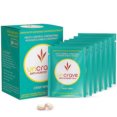 UNCRAVE-Gum-with-Satiereal-Saffron-Extract-Control-Compulsive-Snacking-Overeating-and-Cravings-for-Healthy-Weight-Management-Improve-Mood-Crisp-Mint-Box-of-7-Packs