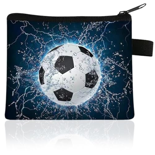 Geldbörse für Jungen, Kinder Geldbörse, Fußball-Muster Geldbeutel, Mini Portemonnaie personalisierte Jungen Münze Geldbeutel mit Reißverschluss, fussball geschenke jungen