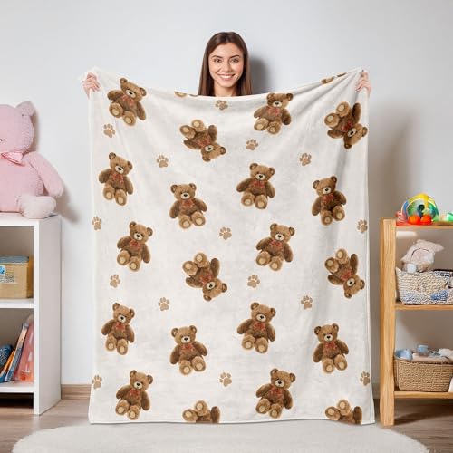 Kanuyee Bear Throw Blanket Cute Blanket Gift for Bear Lover Decorative Blankets for Sofa Couch Bed Bear-02 5060 inches Bear-02