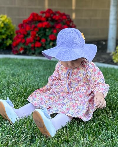 Image of HONGTEYA Baby Sun Hat Toddler Girl Beach Hat Sun Protection Adjustable Outdoor Summer Wide Brim Bucket Hat for Infant Kids