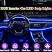 DEHERANE Interior Car LED Strip Lights, RGB 6 in 1 Ambient Lighting Kits with 315 inches Fiber Optic, 16 Million Colors APP Wireless Control Car Neon Lights, with Music Sync Function