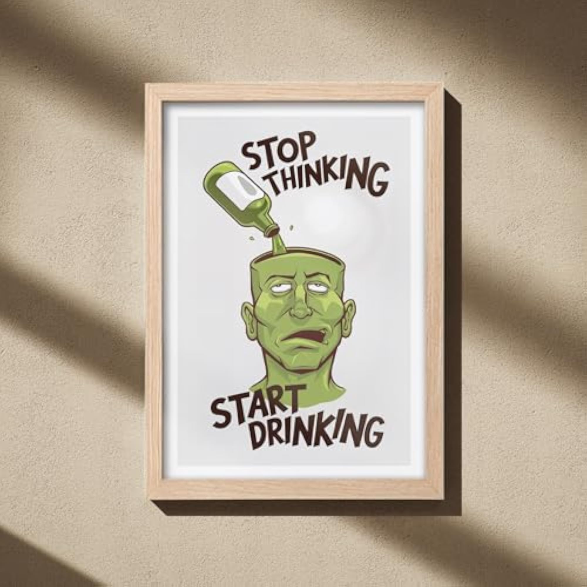 Funny Bar Wall Painting with Frame, Typography Poster Art