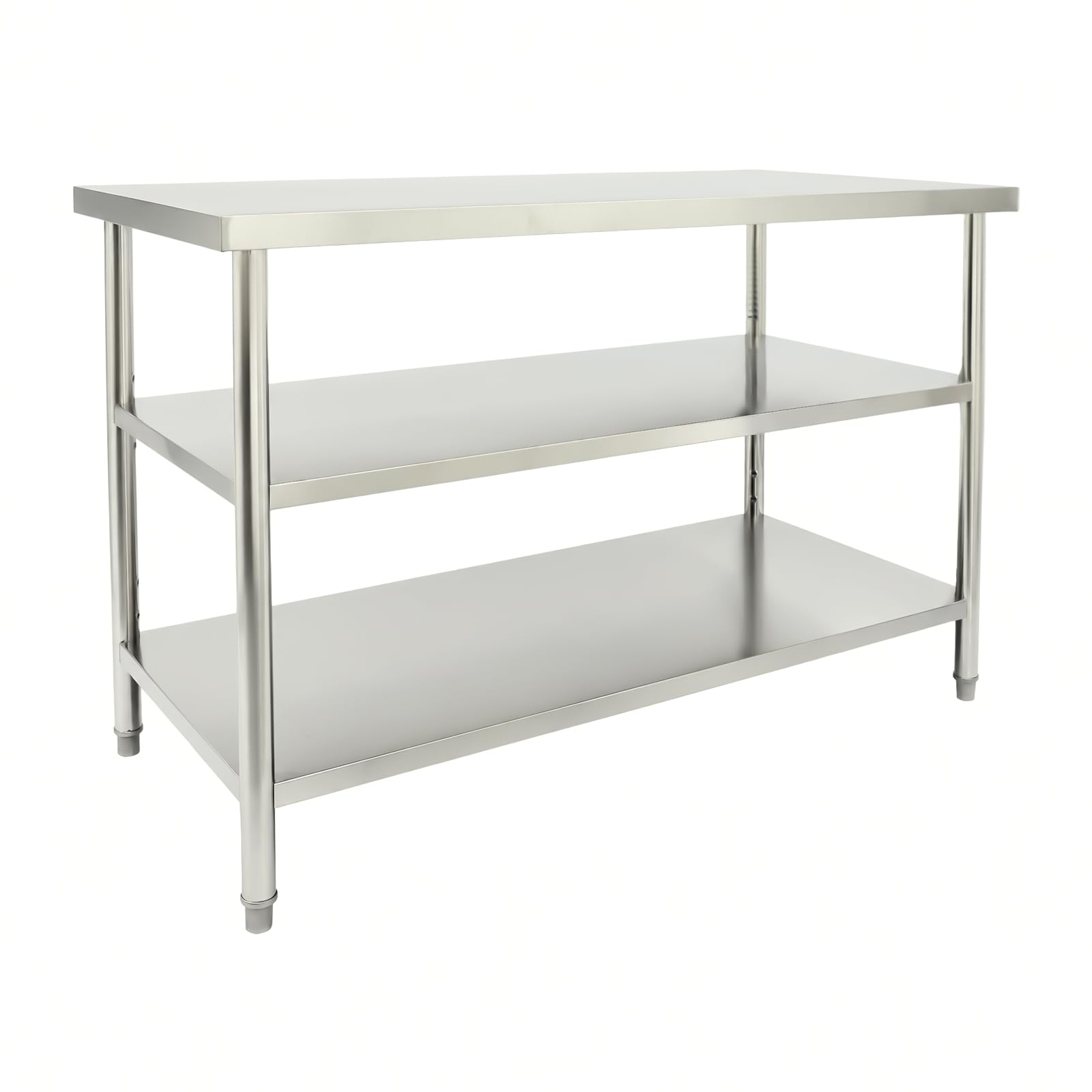 Tavolo da lavoro in acciaio inox, 3 ripiani, per gastronomia, cucina, 120 x 60 x 90 cm