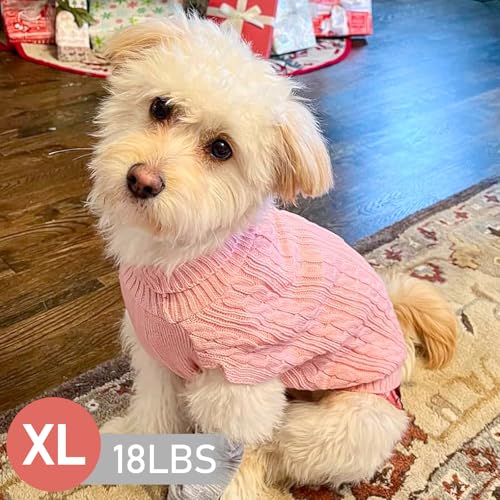 Image of KYEESE Dog Sweater for Small Medium Dogs Turtleneck Thick Knit Pullover | Stretchy Fit, Lightweight & Warm, Cozy Knit Comfort, Classic Plaid Design, Gentle on Sensitive Skin, Winter Daily Wear