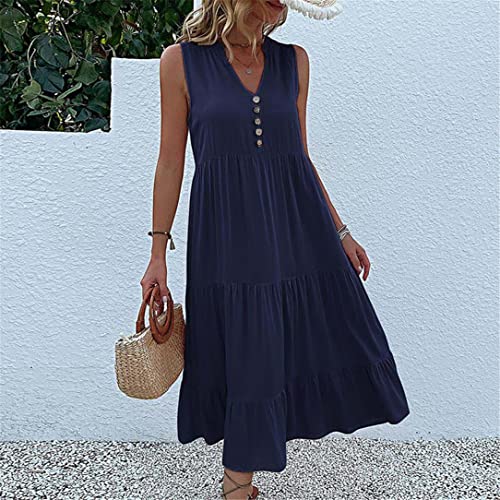 Robe longue d'été chic col en V finitions soignées noir S - 4