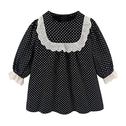 Robe à manches longues pour fille 2-8 ans col claudine noir