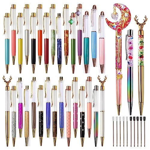 ハーバリウムボールペン 中栓改良 本体 30本セット ハーバリウム DIY ペン 替え芯黒青10本付 DIY 手作り キット オリジナル レジン 贈り物 初心者